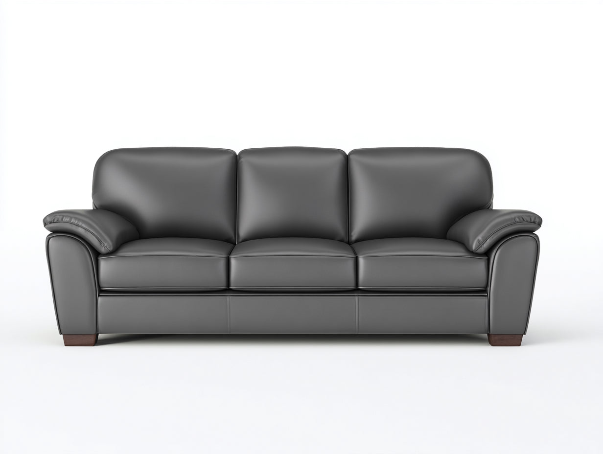 Divano lineare-pelle-legno-218x90x84 cm-nero-stile moderno