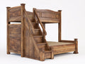 Letti a castello con scala - legno massello di quercia - 215x120x185 cm - rovere scuro antico - stile rustico americano