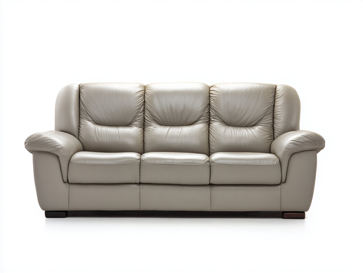 Divano lineare-pelle-legno-212x92x86 cm-beige-stile moderno
