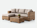 Divani da esterno - rattan PE-vetro-tessuto-legno - 236x158x72 cm - marrone naturale-beige - stile lounge moderno