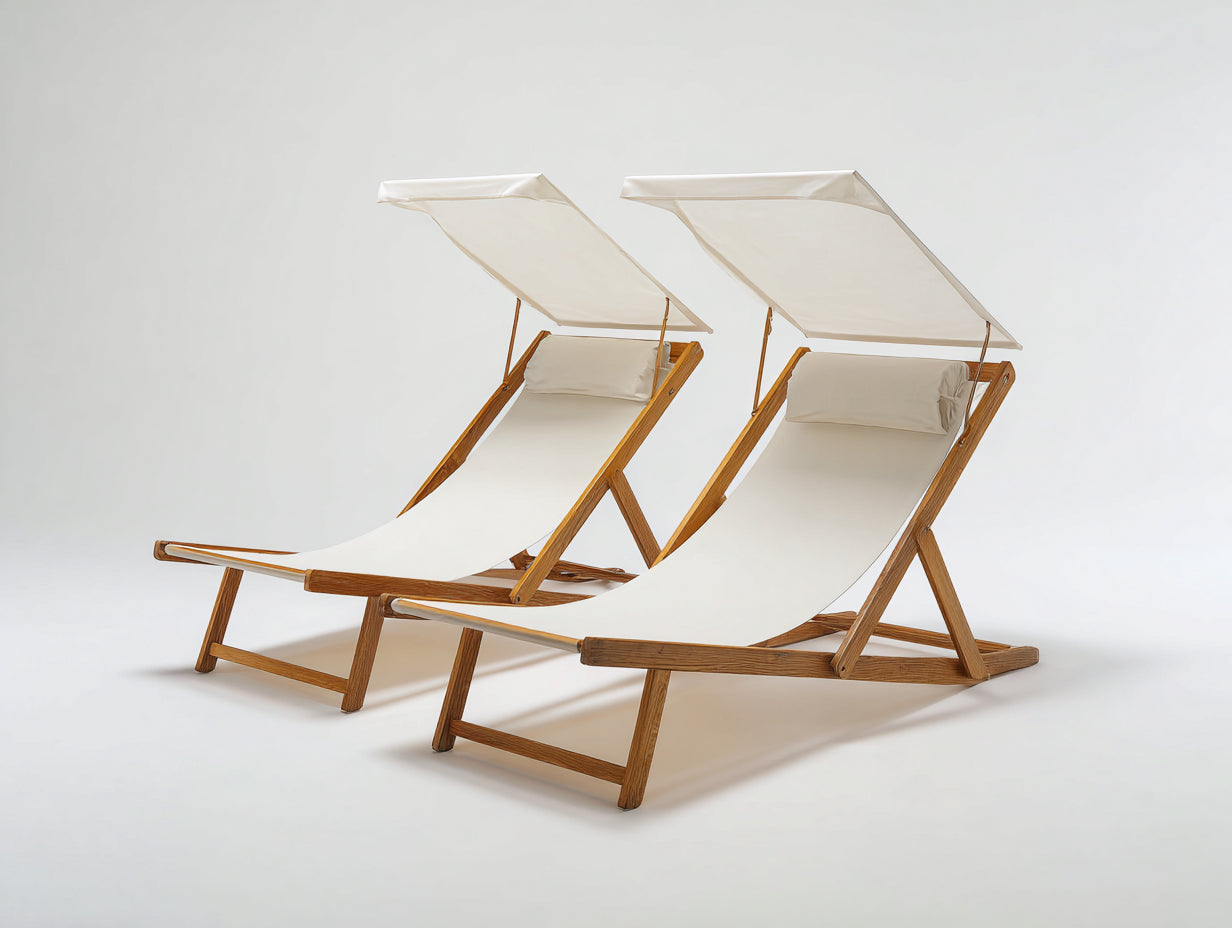 Lettino prendisole-legno-tessuto tecnico-200x70x165 cm-bianco-legno-stile moderno con tettuccio per esterno
