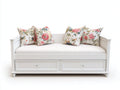 Divano letto-legno laccato-legno ingegnerizzato-210x98x88 cm-bianco-avorio-stile classico decorativo con contenitore