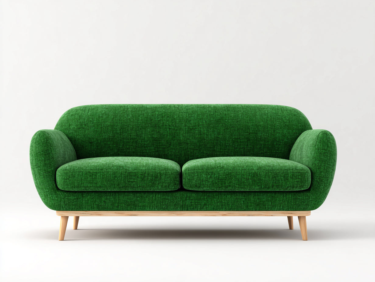 Divano lineare-tessuto-legno-186x79x81 cm-verde-stile moderno