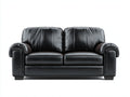Divano lineare-pelle-legno-208x90x82 cm-nero-stile moderno