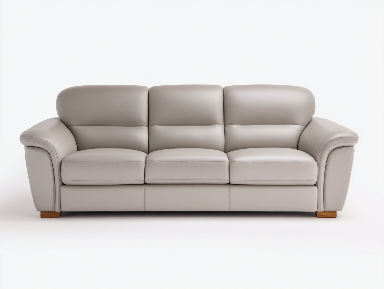 Divano lineare-pelle-200x88x82 cm-beige-stile moderno