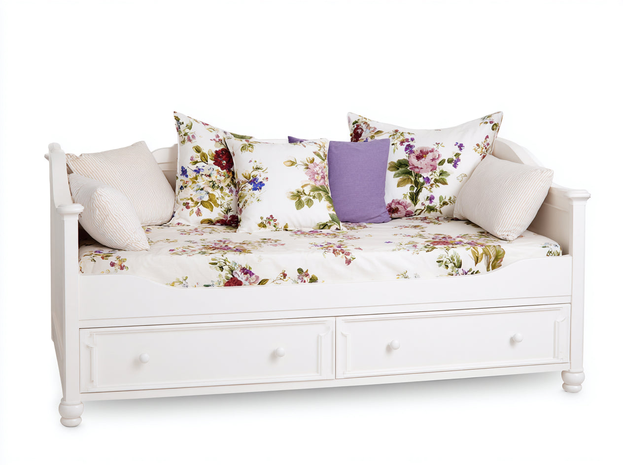 Divano letto-legno laccato-legno ingegnerizzato-205x96x86 cm-bianco-avorio-stile classico con contenitore