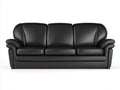 Divano lineare-pelle-legno-208x94x87 cm-nero-classico moderno