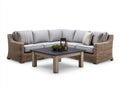 Divani da esterno - rattan PE-legno-tessuto - 260x260x76 cm - marrone naturale-grigio chiaro - stile lounge moderno