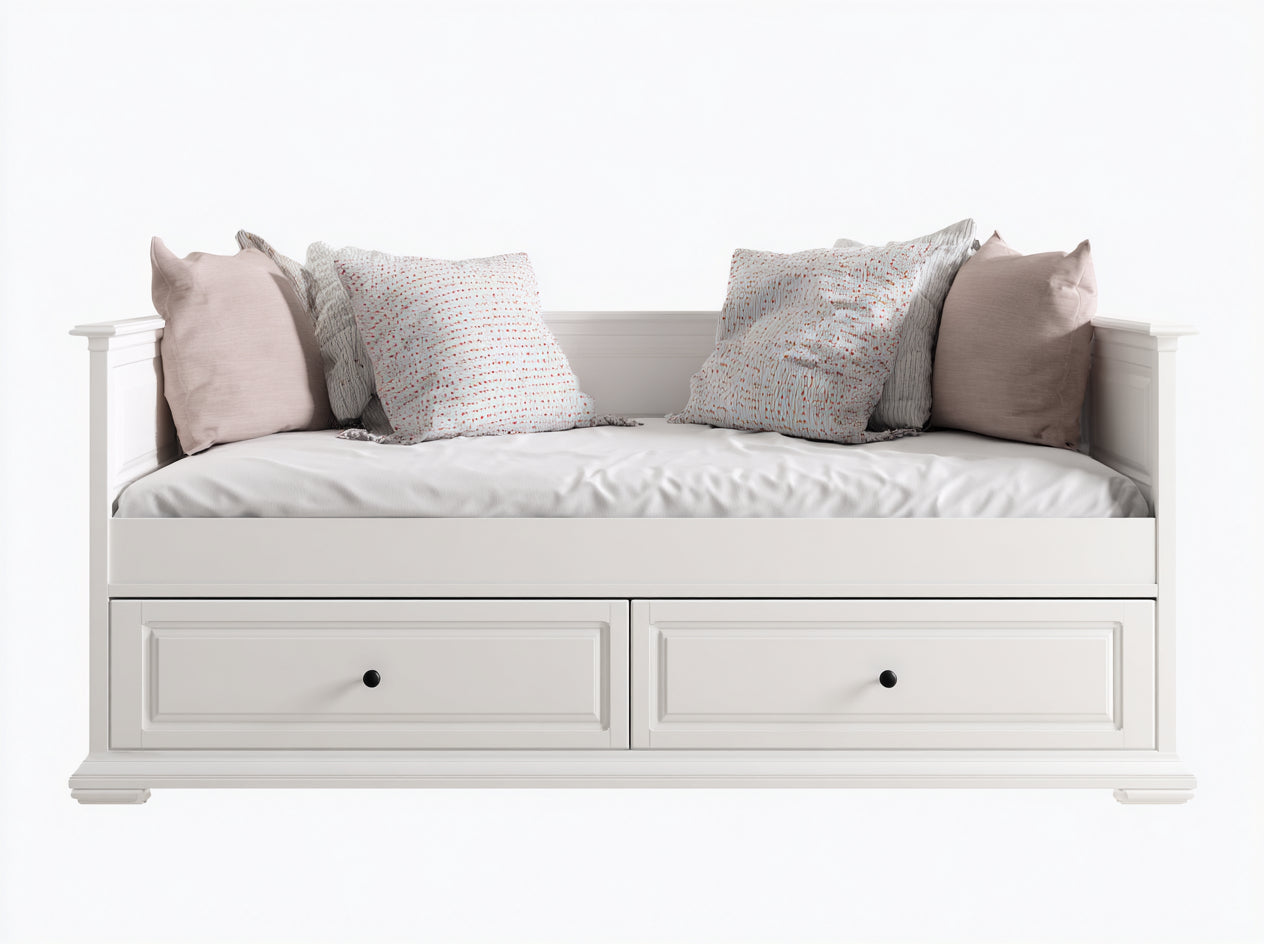 Divano letto-legno laccato-legno ingegnerizzato-200x95x85 cm-bianco-avorio-stile classico funzionale