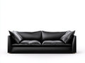 Divano lineare-pelle-legno-200x95x85 cm-nero-classico moderno