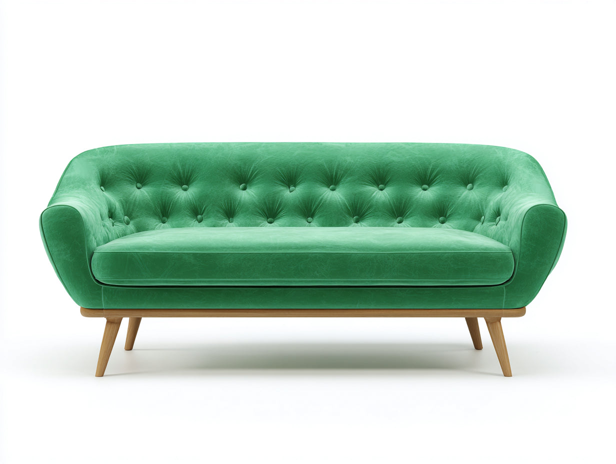 Divano lineare-tessuto-legno-180x78x82 cm-verde-stile moderno