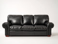 Divano lineare-pelle-218x92x79 cm-nero-stile classico