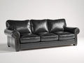 Divano lineare-pelle-225x95x82 cm-nero-stile classico