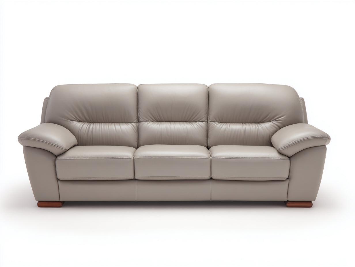 Divano lineare-pelle-210x90x85 cm-beige-stile moderno