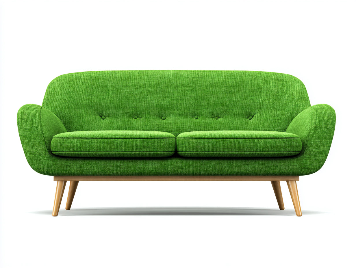 Divano lineare-tessuto-legno-182x80x83 cm-verde-stile moderno