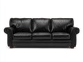 Divano lineare-pelle-215x90x78 cm-nero-stile classico