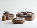 Divani da esterno - rattan sintetico-tessuto-legno - 190x85x75 cm - marrone-grigio - stile moderno