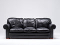 Divano lineare-pelle-220x92x80 cm-nero-stile classico