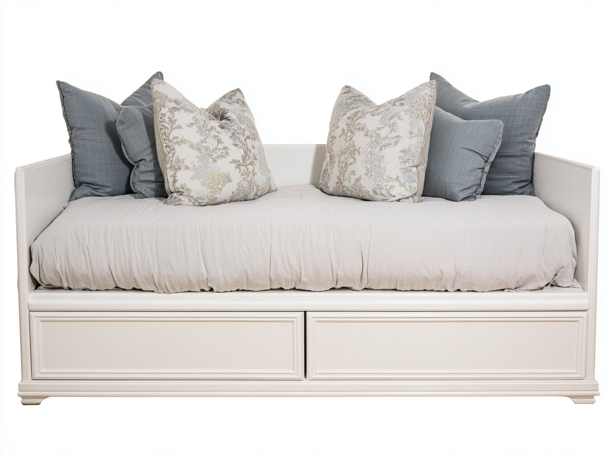 Divano letto-legno-laccato-legno-ingegnerizzato-200x95x85 cm-bianco-avorio-stile classico funzionale con contenitore