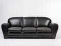 Divano lineare-pelle-208x94x81 cm-nero-stile classico