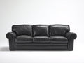 Divano lineare-pelle-212x93x79 cm-nero-stile classico