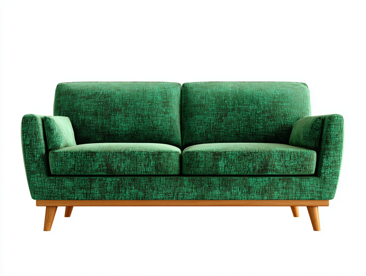 Divano lineare-tessuto-legno-188x82x84 cm-verde-stile moderno