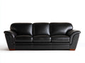 Divano lineare-pelle-legno-214x93x81 cm-nero-stile moderno